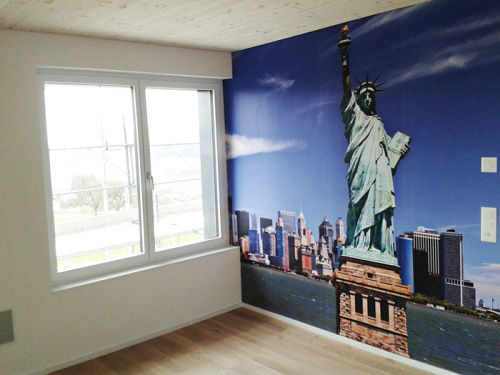 Zimmer mit Fototapete